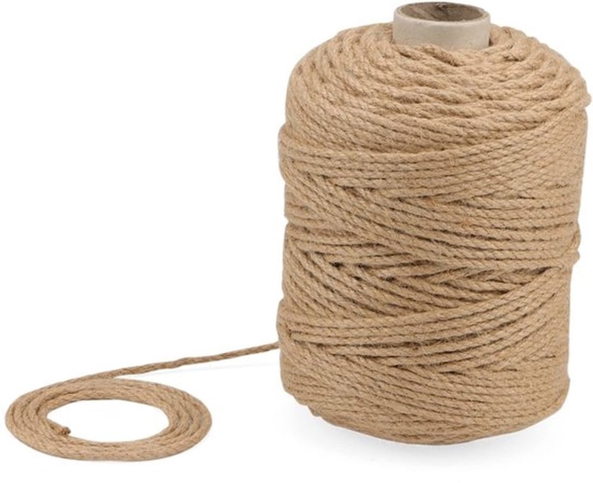 Jute Touw 150 m x 4 mm - Gedraaid Henneptouw - Sterk Koord - Natuurlijk Koord - Krabpaal Touw - Ideaal voor Knopen