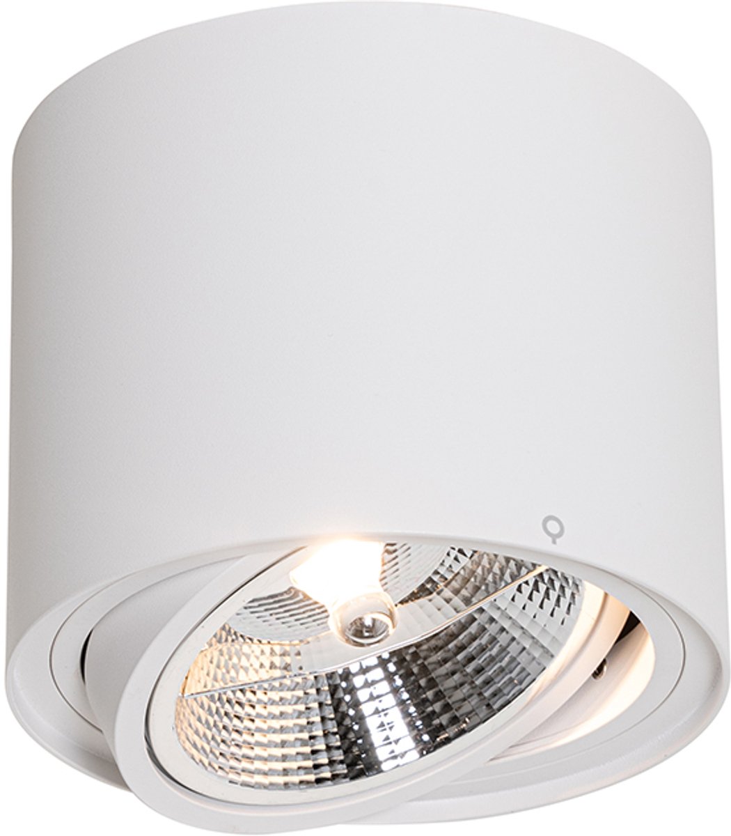 Qazqa smart led spot - Rondoo Up - wit , incl. 10W ledlamp, 2200K - 6500K, extra warmwit - daglicht, dimbaar, 15cm, rond, ideaal als hal, keuken ,