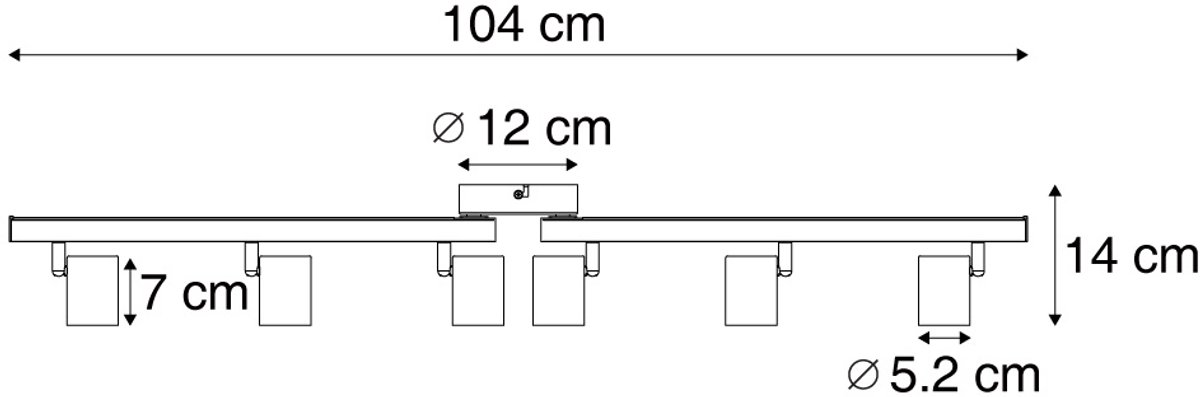 Qazqa led spot - Back Up - zwart , incl. 10.8W geintegreerde led, 104cm, 7-lichts, ideaal als hal, keuken en woonkamer lamp