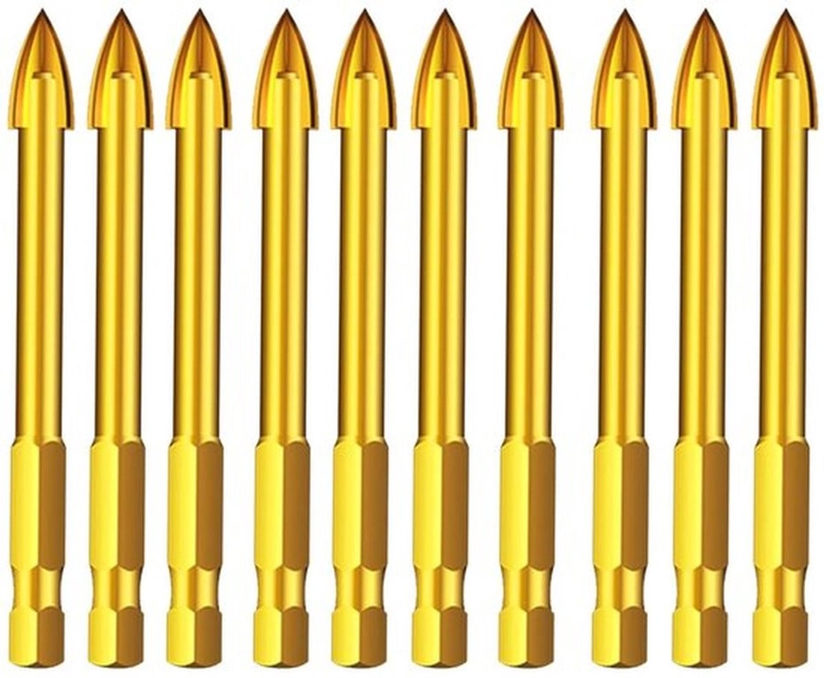 Boren - Wolfraamcarbide - 10 stuks - 4 mm - Glas Keramiek Kruiskop - Boortjes - Geschikt voor Diverse Klussen - Zilverkleurig