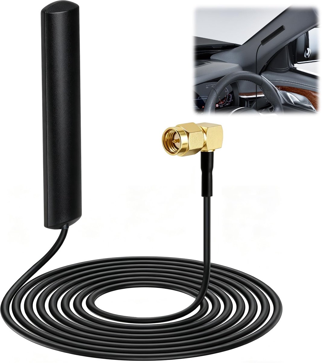 Antenne autoradio, universele DAB-antenne met 3 meter kabel en metalen hoek, voor autoradio, FM AM tuner, compatibel met Pioneer Alpine Clarion Sony