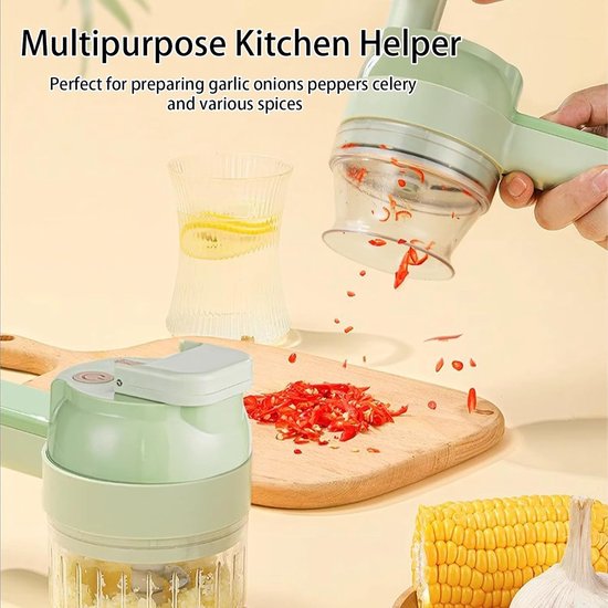 Draadloze Groentehakker - Keukenmachine Mini - Snel Ingrediënten Snijden - One-Touch Bediening - 20.5 cm - Wit — afbeelding 4
