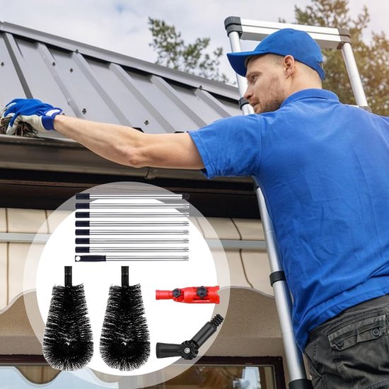 Gootreinigingsgereedschap - Telescoop Gootreiniger - Dakgoot Onderhoud - Geen Ladder Nodig - 3.2 Meter Bereik - Zwart — afbeelding 2