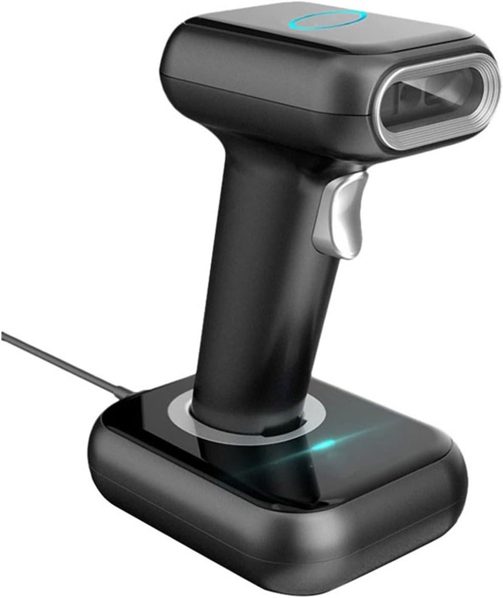 Draadloze Barcode Scanner - 2D QR Reader - Winkel Verkoop - Handsfree Omnidirectioneel - 168mm Lengte - Zwart