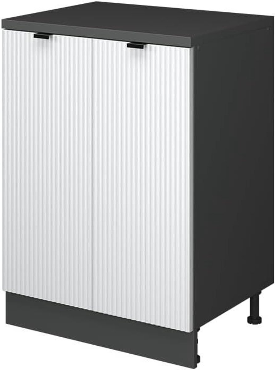 Keukenkast schuine wand - Moderne opberger - Ruimte optimalisatie - Verbindend element - 60 cm breed - Wit golf