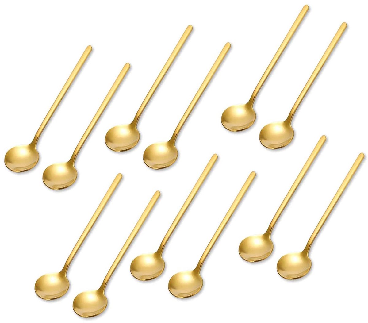 Theelepels 12 Stuks - Roestvrij staal - Gouden kleur - Voor koffie en desserts - SnelShoppen