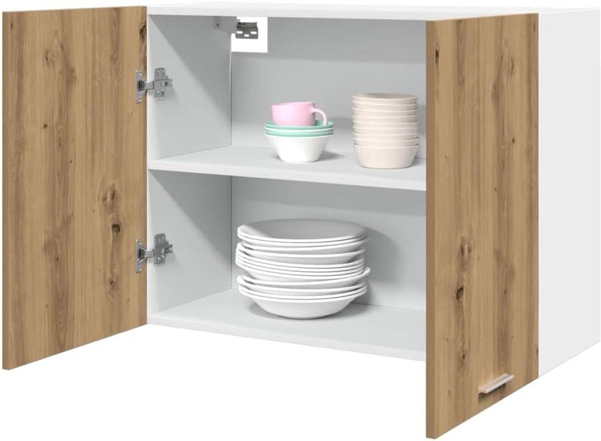Hangkast Keuken - Wandkast Boekenplank - Keukenruimte Optimaliseren - Sterk Duurzaam Houtmateriaal - 80 x 31 x 60 cm - Artisan-eiken