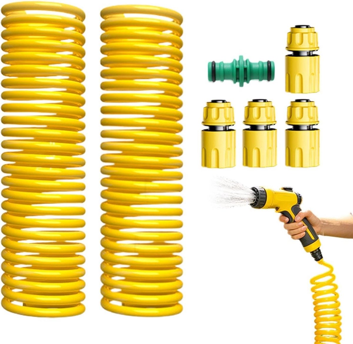 Opgerolde Tuinslang - Intrekbare Slang - Buiten Bewateren - Zelfoprollend Systeem - 45cm Opslag - Geel