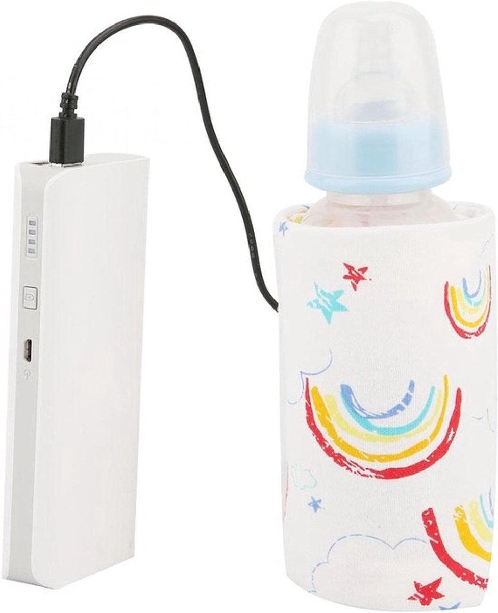 Draagbare Babyflessenwarmer met Cartoonontwerp voor Reizen en Thuisgebruik - Isolatiedeksel in Regenboogkleuren
