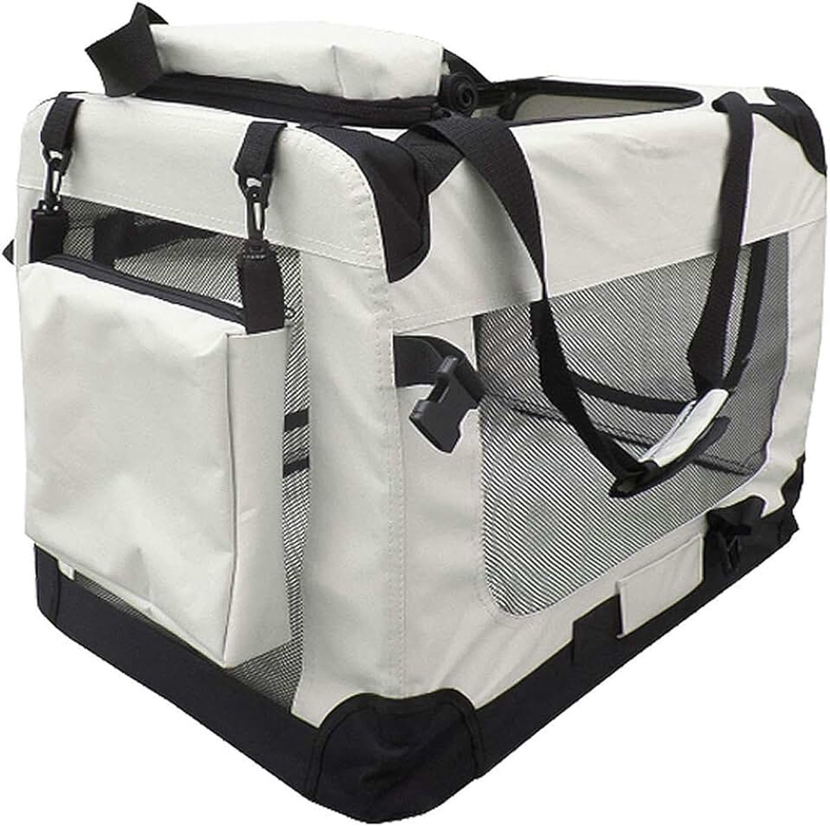 Draagbare opvouwbare hondentransportbox reisdrager hond kat auto mand doos 7 maten 3 kleuren, Farbe:Beige;Größe:S (50 x 35 x 35 cm)