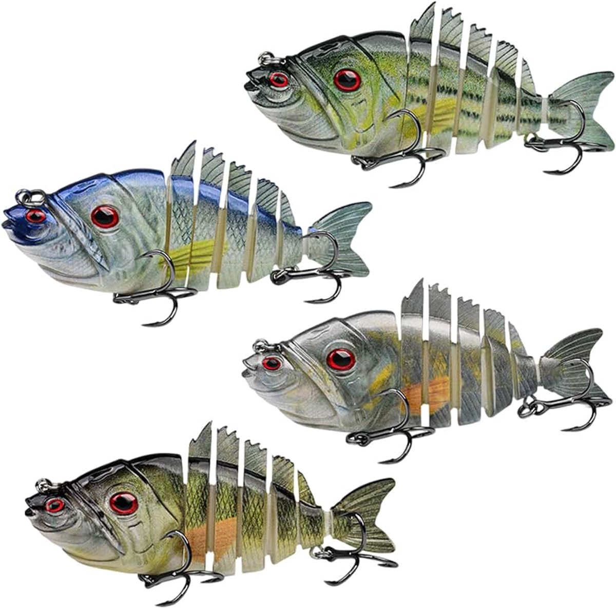 Visaas, Swimbait Langzaam Zinkend met Realistische S-beweging, ABS Lichaam met Stalen Kogeltjes, Scherpe Haken voor Zoet- en Zoutwater, voor Snoek Baars Forel