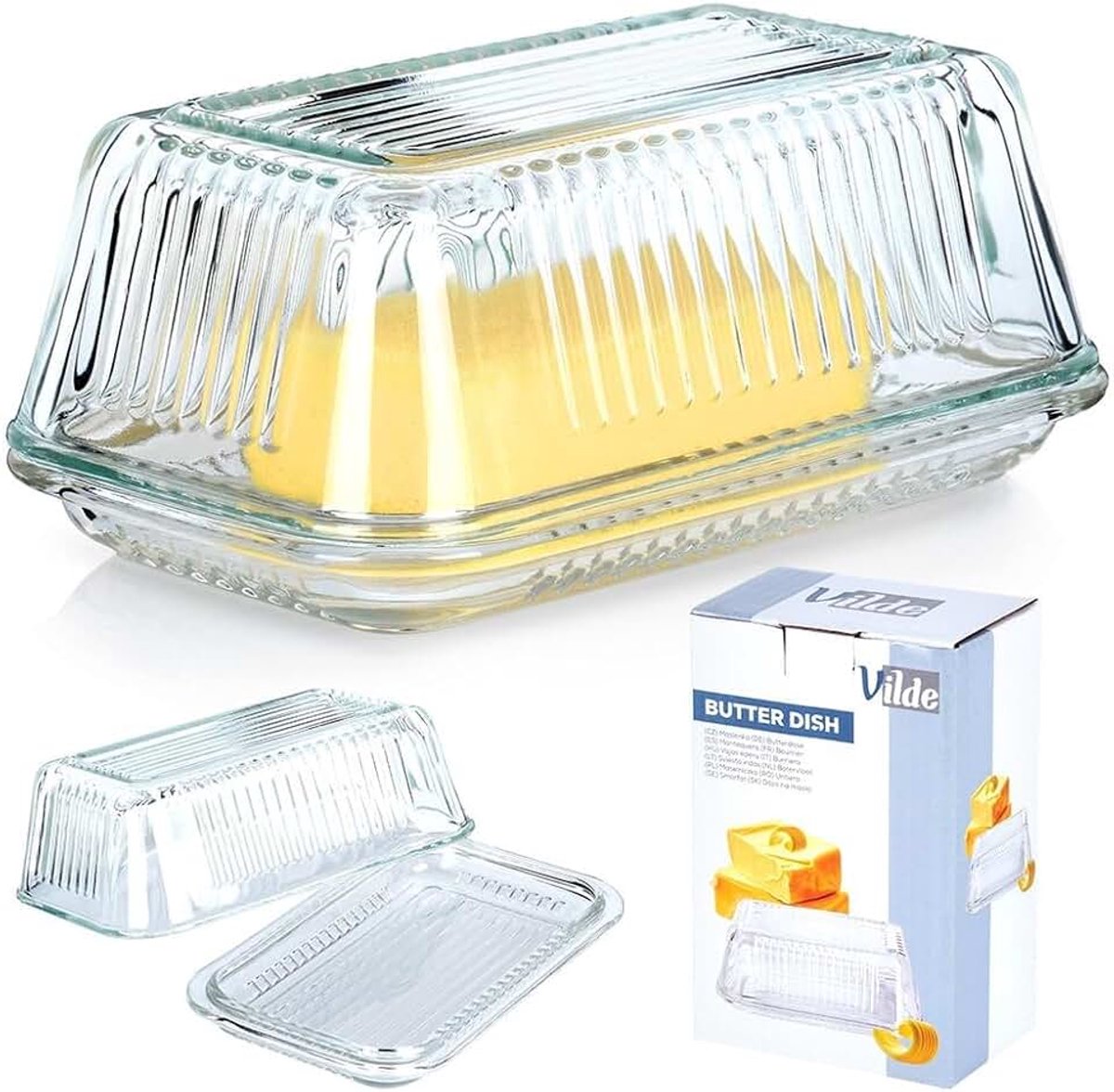 Botervloot, boterschaal, botervlook, van glas