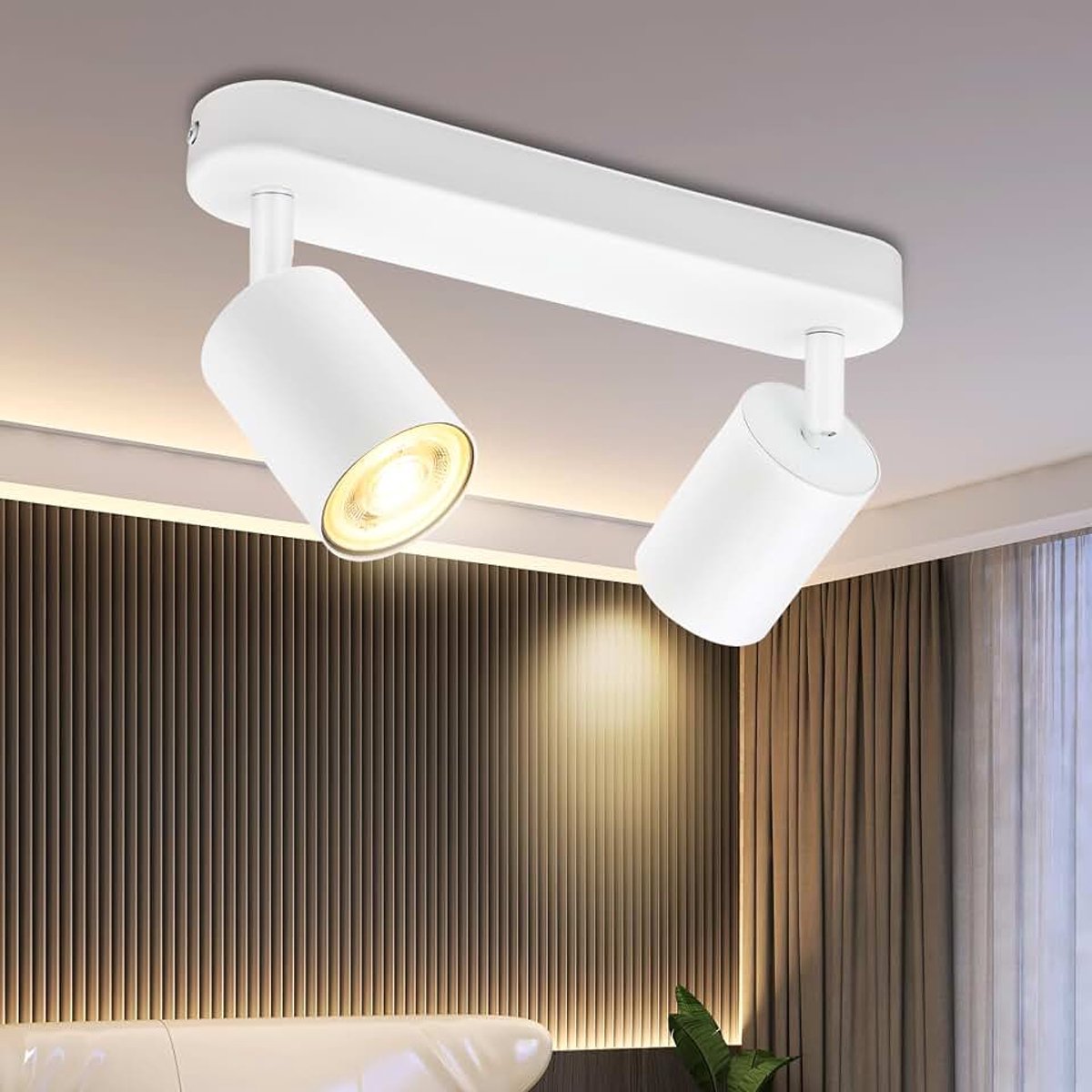 Plafondlamp, led, wit, 2 spots, moderne plafondverlichting, 350 graden draaibaar, GU10, voor keuken, slaapkamer, zonder lampen