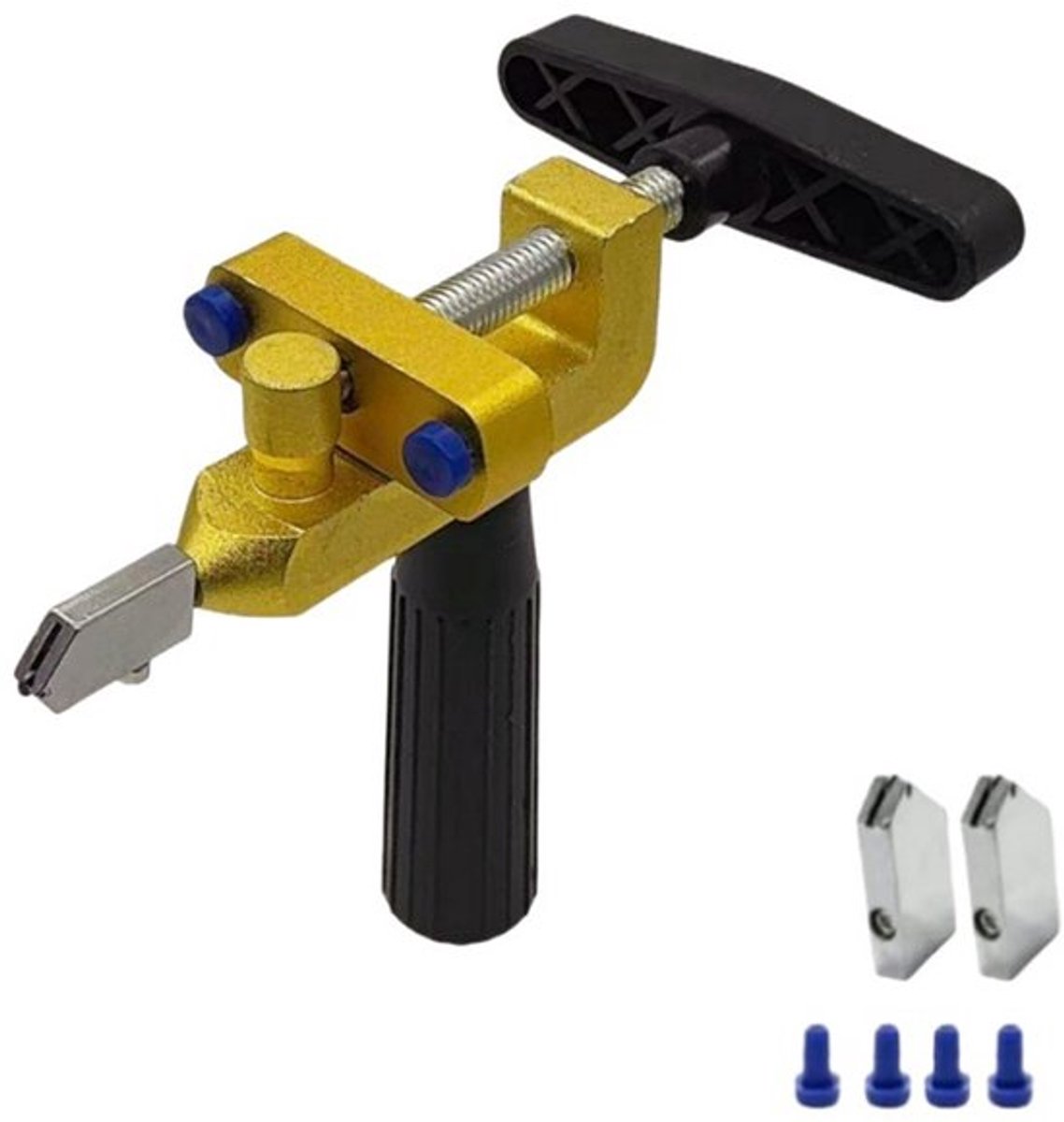 Glas- en tegelsnijder met 3 messen, 2-in-1 handmatige tegelsnijder met breektang, gereedschap Geschikt voor het snijden van tegels, glas en spiegels, doe-het-zelf gereedschapsset Geschikt voor thuis - zwart