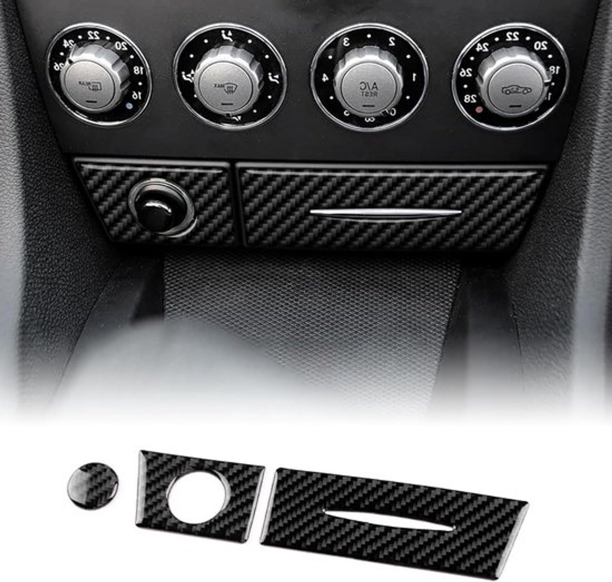 Accessoires voor Mercedes-Benz SLK 2004-2010 - Koolstofvezel AC Bedieningspaneel Frame en Opbergvak Sticker, Auto Onderdelen en Cadeau Ideeën
