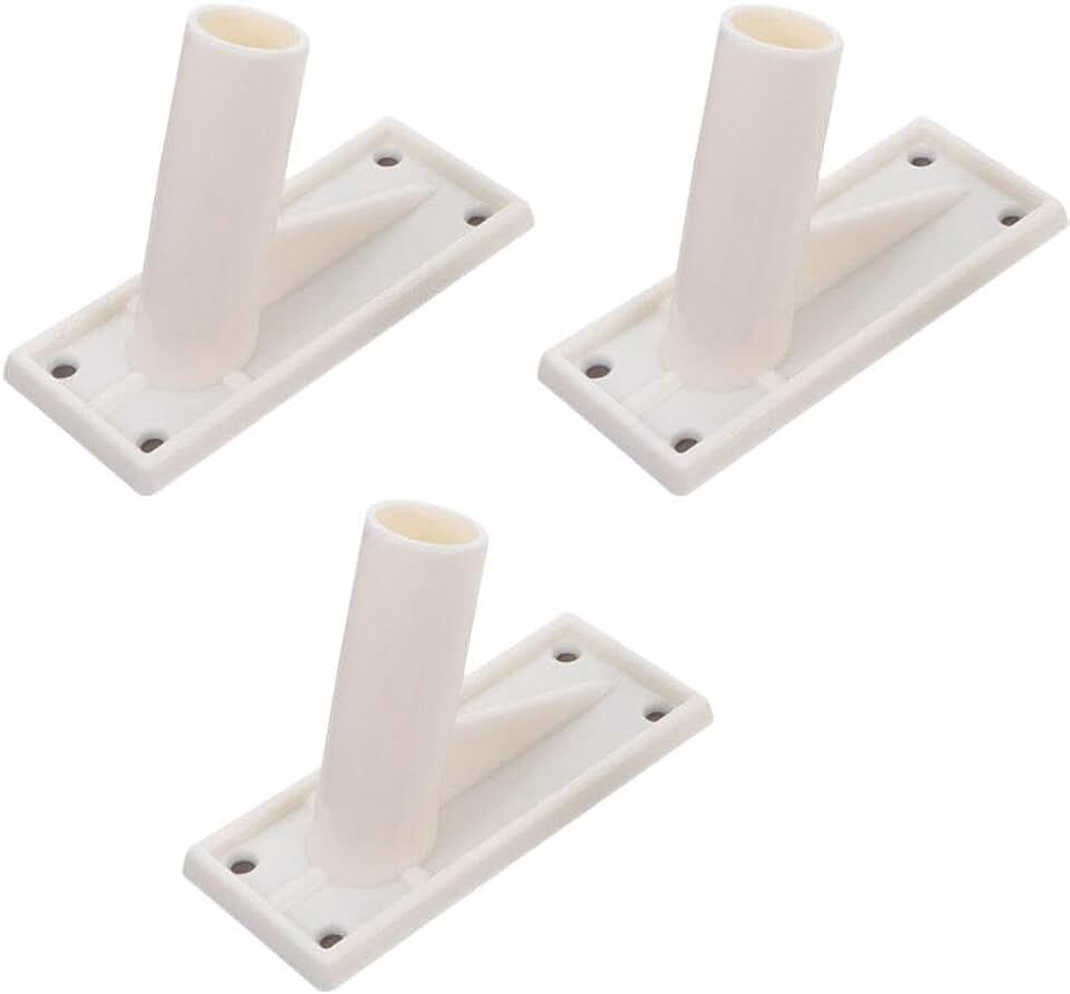 3 stuks metalen vlaggenmastvoet, verstelbare basis, wandvlaggenhouder, metalen vlaggenmasthouder, Reusable Plastic vlaggenmaststoel, wit