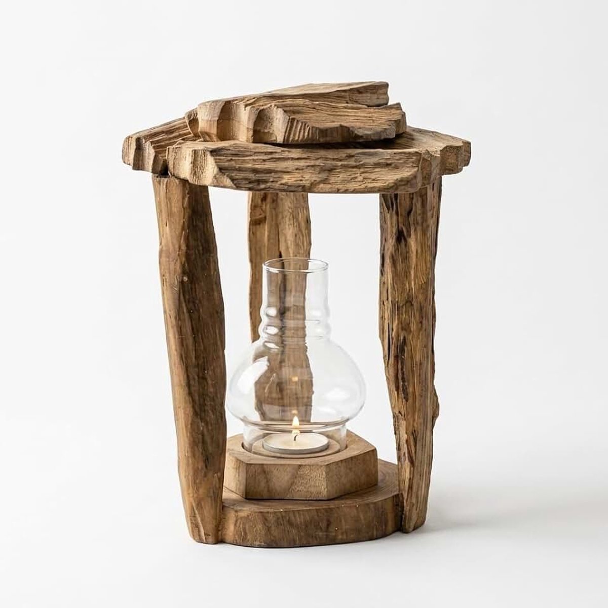 Wortelhout lantaarn - teakhouten lantaarn - lantaarn voor terras tuin of woonkamer (natuur)