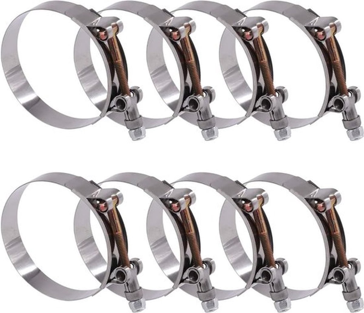 8 Stuks RVS T-Bolt Slangklemmen 76-84mm voor Turbo Inlaat en Intercooler Slangen