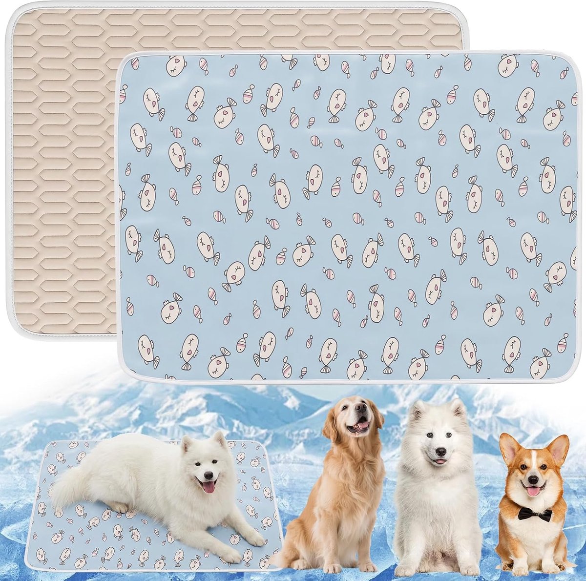 Zelfverfrissende latex koelmat voor hond en kat - Zonder water - Zonder batterij - Antislip - Draagbaar - Perfect voor hond, kat, bank, huis, reizen, auto - Patroon