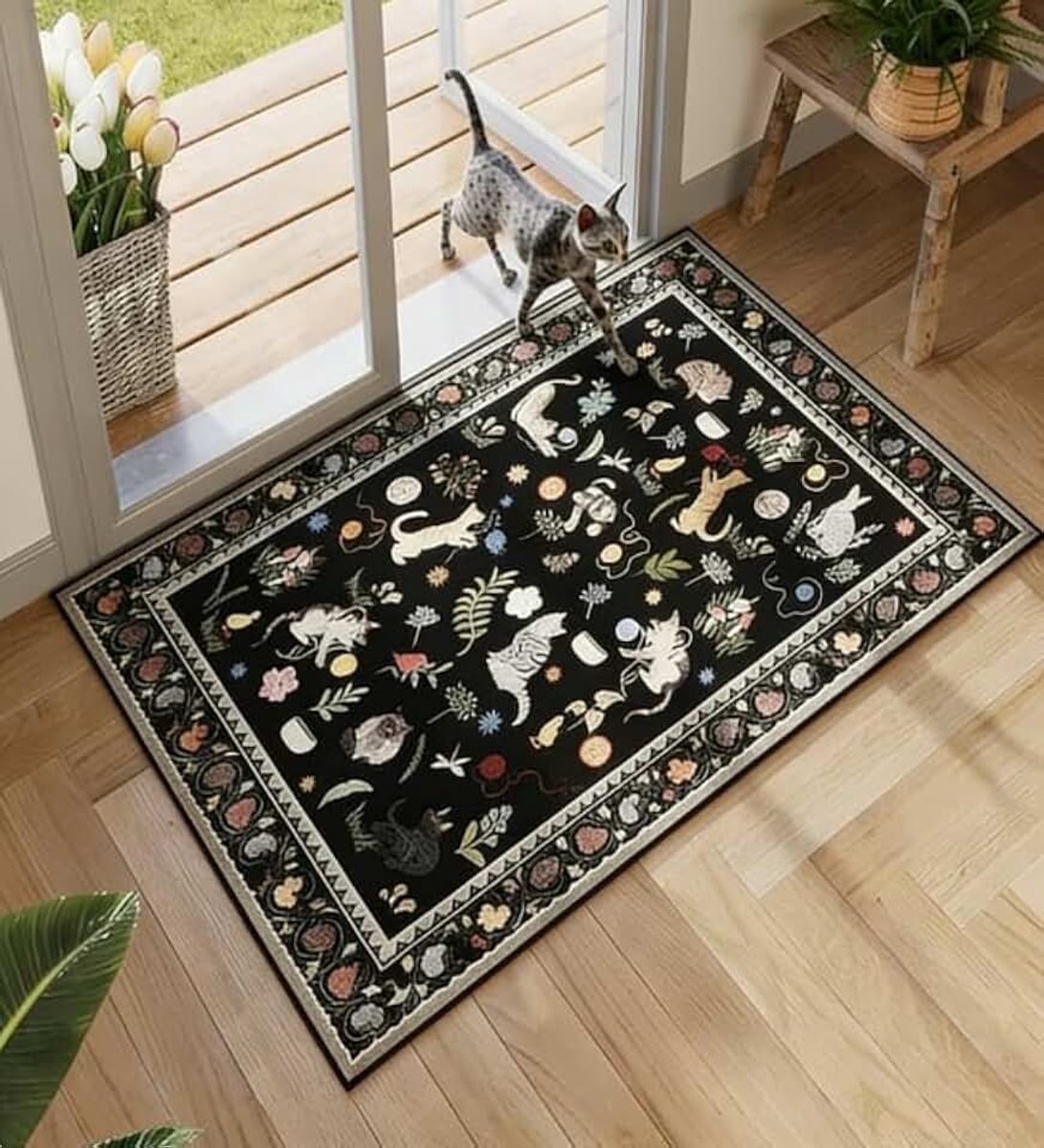 40 x 60 cm, machinewasbaar, antislip, waterabsorberend en slijtvast, dieren- en natuurlijk bedrukt tapijt voor ingang, voordeur, keuken, badkamer