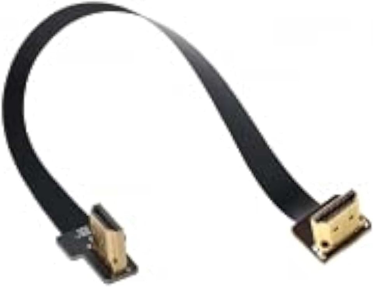 Dual 90 Graden Rechts-Up Hoekige HDMI Type A Mannelijke naar Mannelijke HDTV FPC Platte Kabel voor FPV HDTV Multicopter Luchtfotografie 30 CM