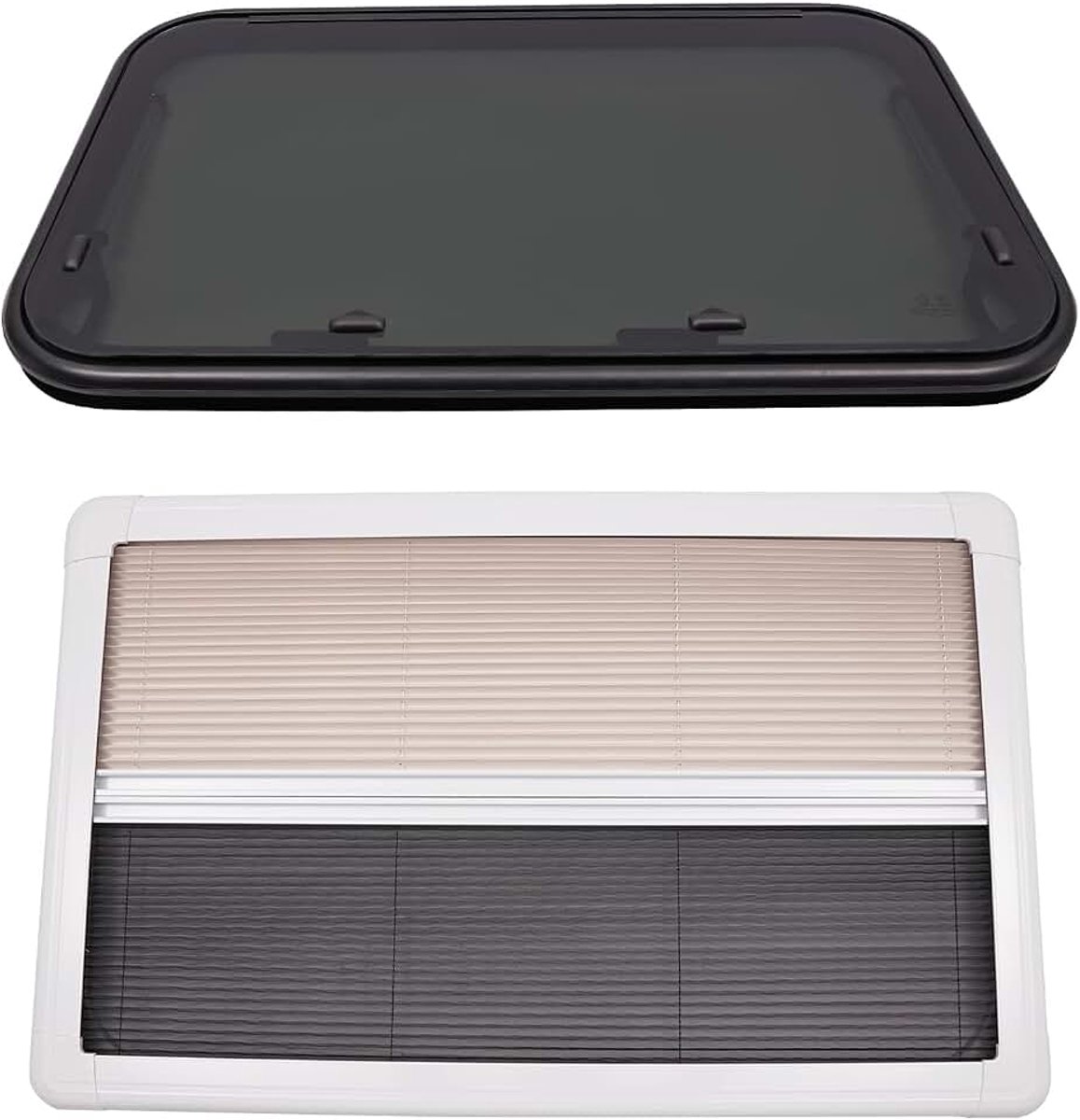 900 x 550 mm, uitzetraam, caravan, zijraam, push-up, camper raam met geïntegreerd rolgordijn en vliegengaas voor caravans, bestelwagens, camper