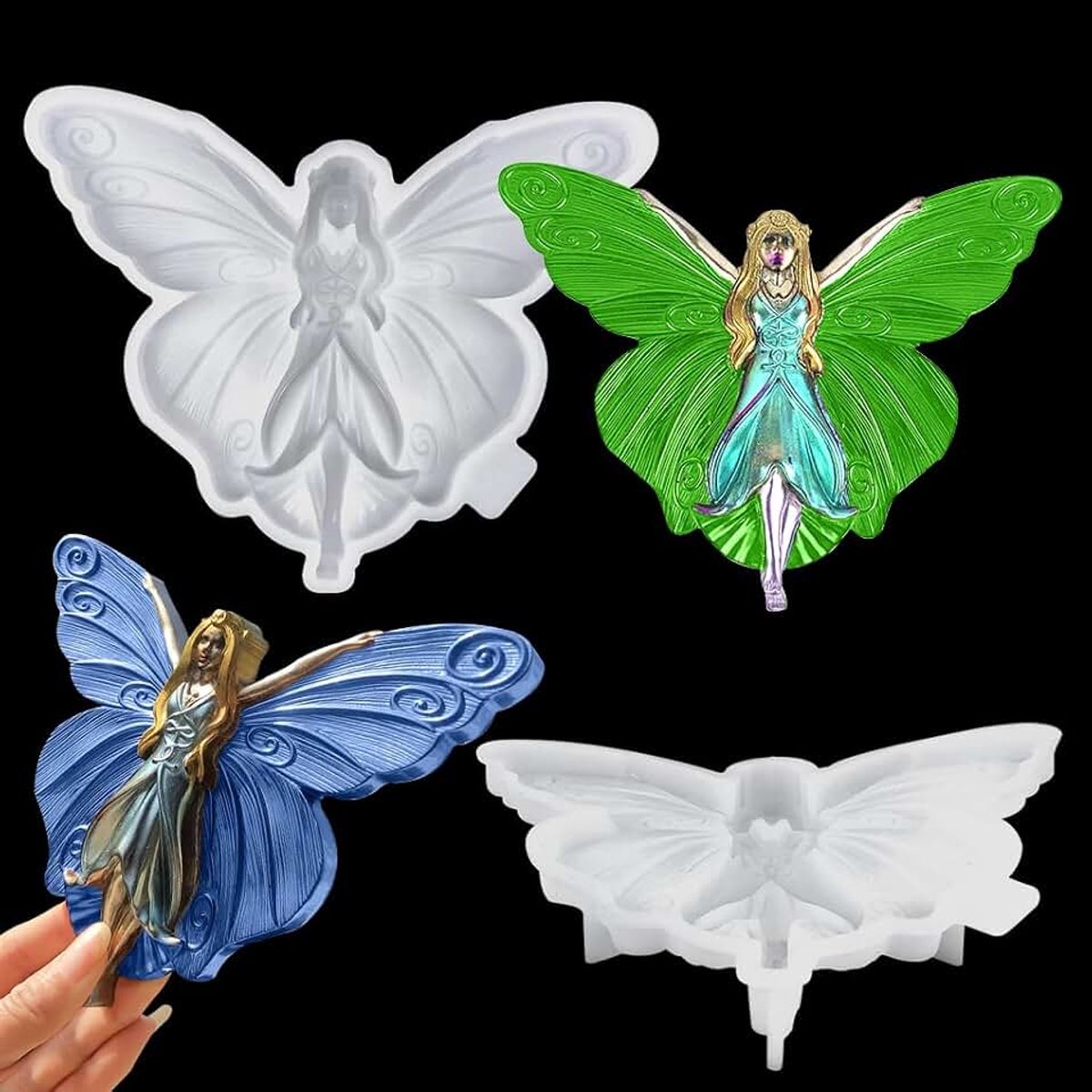 Fee hars siliconen mal, 3D levensechte vlinder engel muur opknoping kunst voor insect epoxyhars gietvorm, doe-het-zelf hanger ambachten, handgemaakt huisdecor