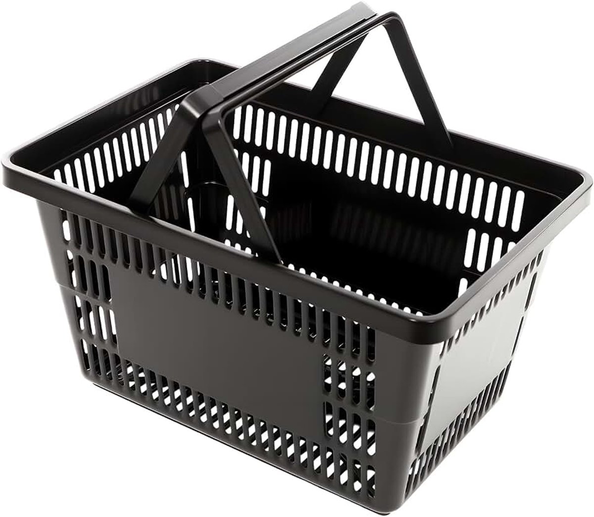 Boodschappenmand, draagmand, picknickmand, handelsmand, handmand, kunststof mand met 2 handgrepen, voor supermarkten, camping, opslag thuis, winkelen, 36 x 22 x 25 cm, 12 stuks