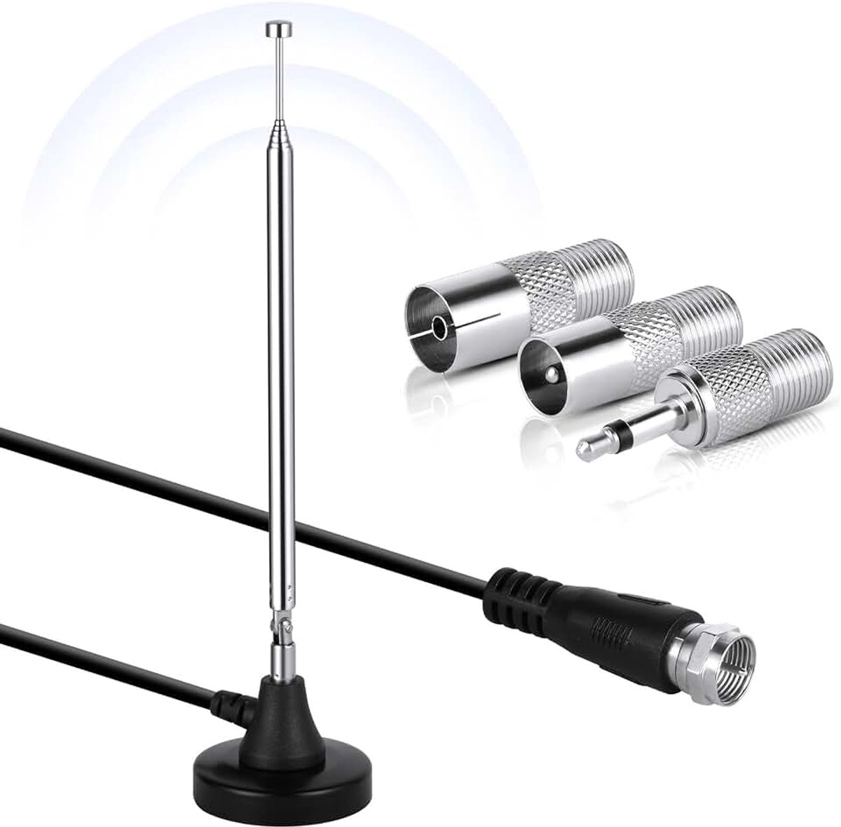 DAB-radio-antenne voor hifi-systeem binnen, 3M FM indoor radio-antenne, digitale telescopische antenne met magnetische basis voor tuner stereo versterker ontvanger AV Audio Vedio Home Theater