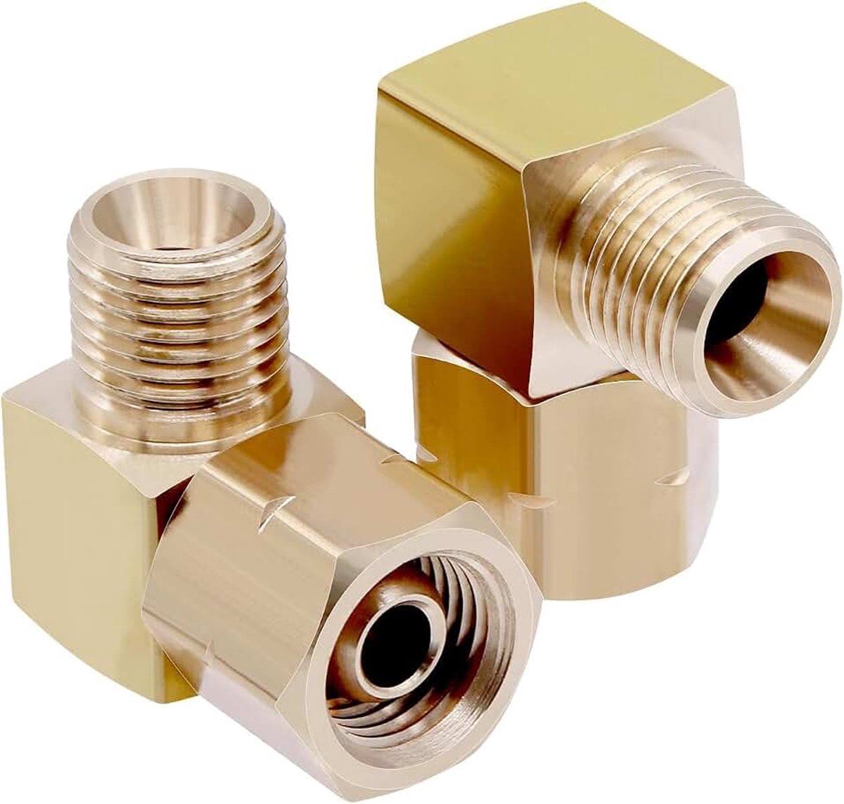 2 stuks, 1/4 inch, links, gashoek, 90 graden hoekverbinding, messing, hoek, gasslang, snelkoppeling, 1/4 inch, snelkoppeling voor camping, camper, caravan, gasflessen, aansluiting
