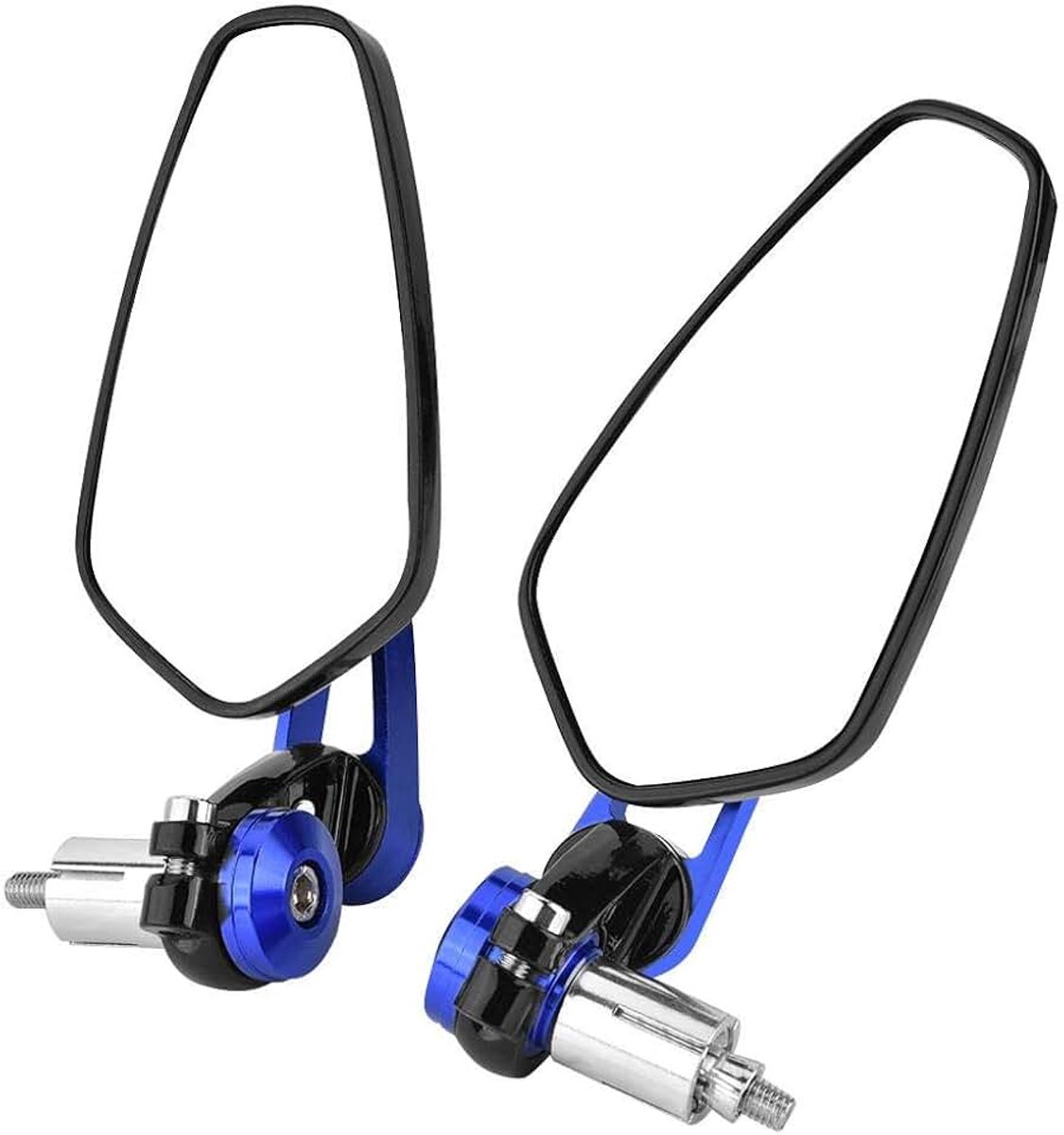 1 Paar Convexe Motorfiets Achteruitkijkspiegels Aluminium 7/8 inch 22 mm Zijspiegels Stuuruiteinde (Blauw) Motorfiets Stuureindkap+Motorfiets Stuur Achteruitkijkspiegel