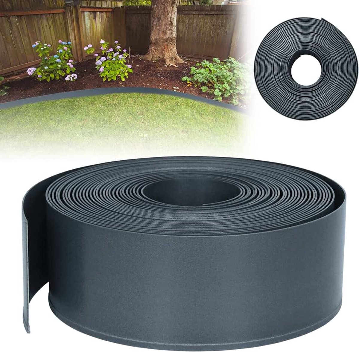 Gazon randen flexibel bed frame ronde tuin rand stevig bed frame voor hoeken onzichtbaar gazon grens plastic (20 m x 12 cm, zwart) | Tuinomranding, robuuste bloembed omranding voor bochten, onzichtbare gazonrand van stevig kunststof
