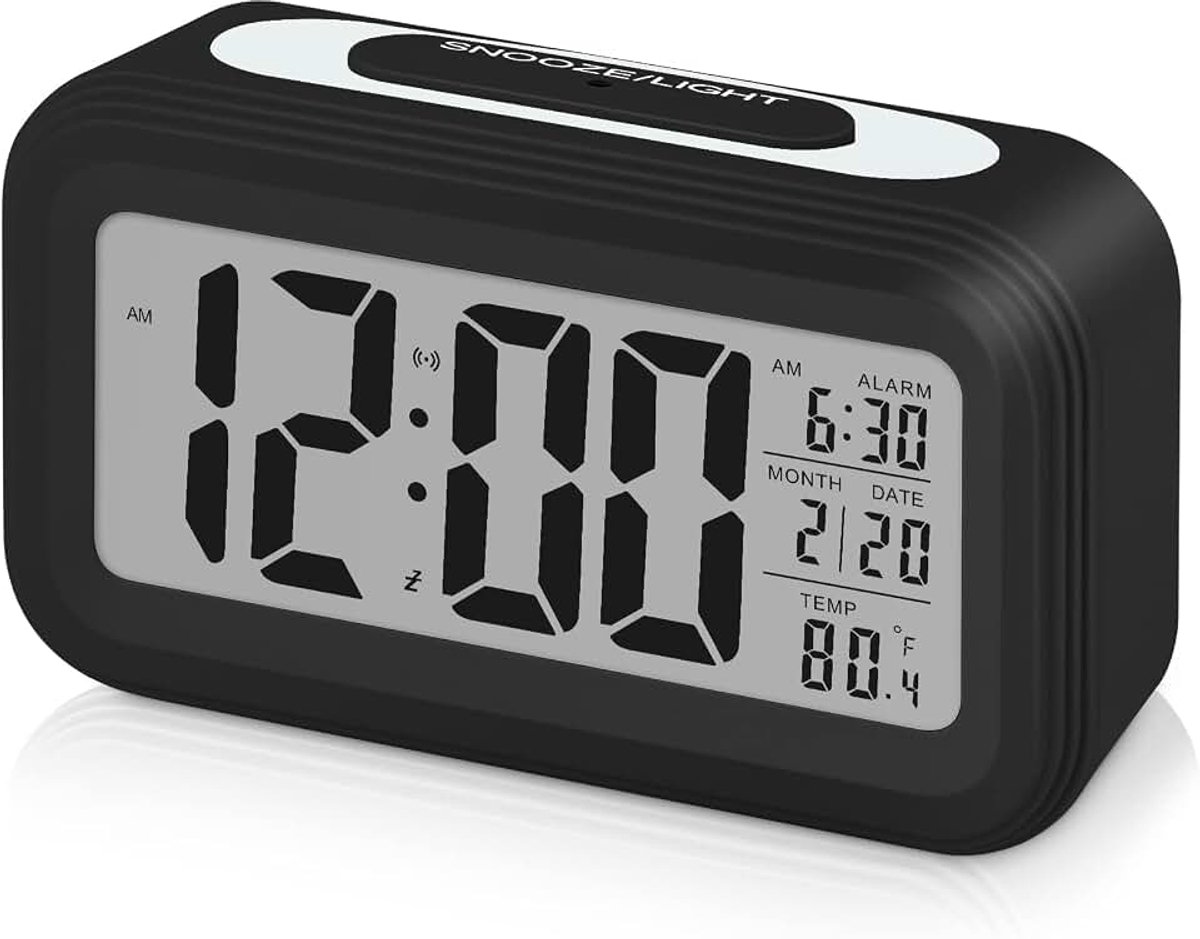 Wekker, digitale wekker, stil, intelligent, werkt op batterijen, met led, verlichte wekker met snooze-functie, datum, temperatuur, voor kinderen, jongeren, meisjes, jongens,