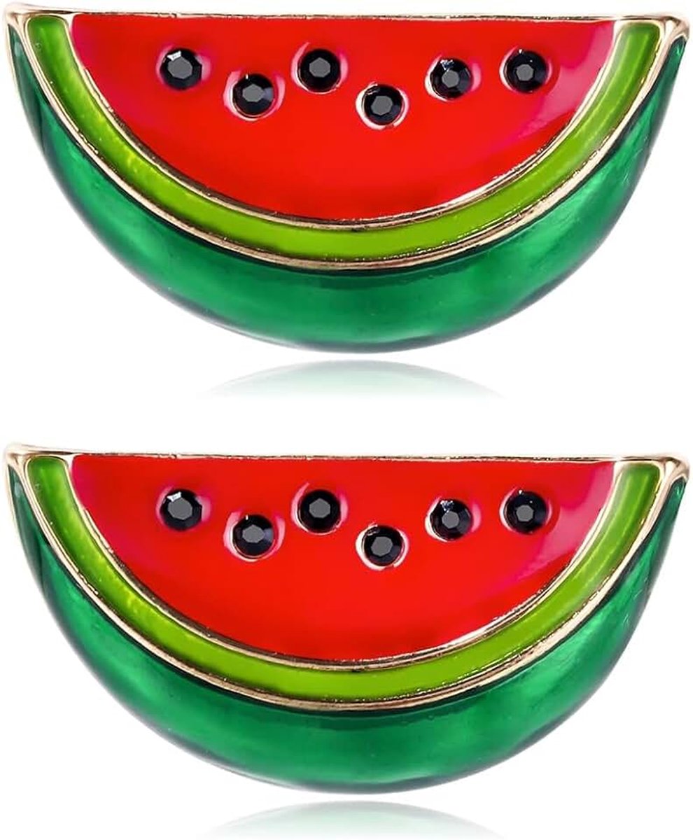 2 Stuks Watermeloen Broche - Metalen Cartoon Fruit Emaille Broche - Schattige Accessoire voor Kleding, Tassen en Hoeden
