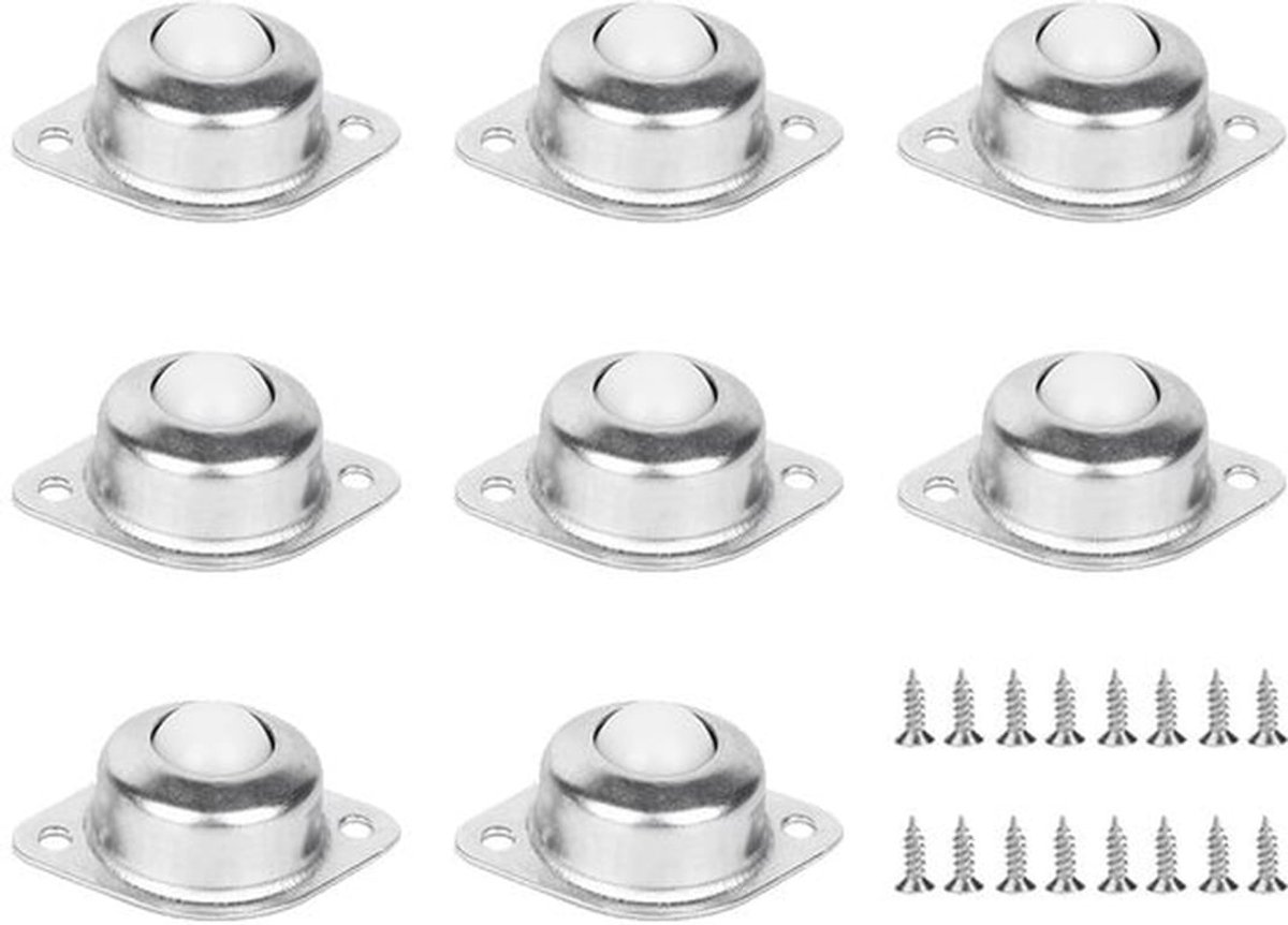 Meubelwielen 8 Stuks - Zwenkwielen 360 Graden - Zware Belasting 20 kg - Nylon - Inclusief Schroeven - Geluidsarm - Zwenkwielen