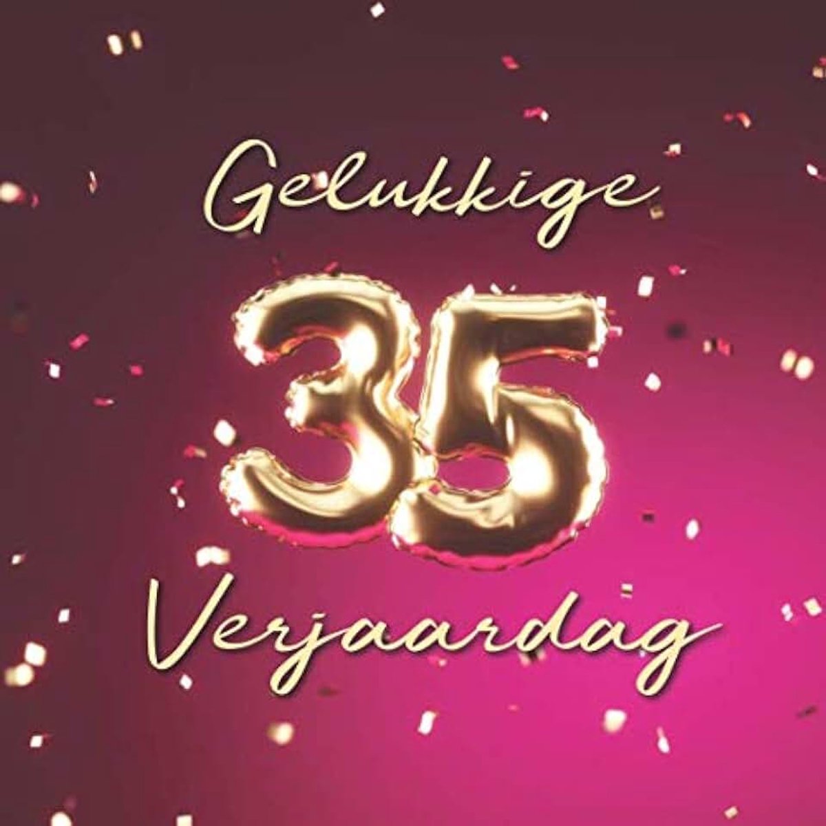35e Verjaardag: Gastenboek voor de Verjaardag - Ballonnen Goud-Roze