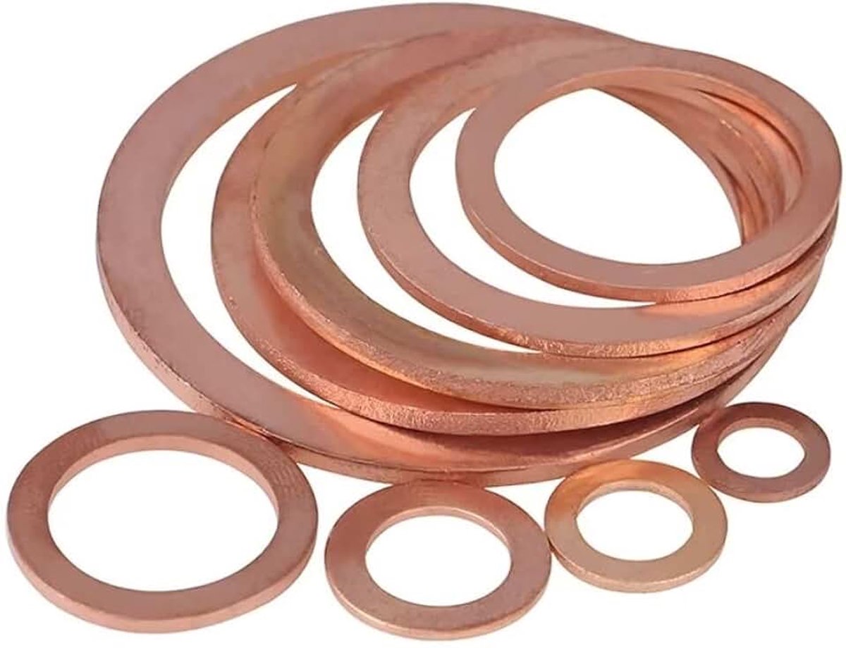 Platte sluitringen koperen afdichtringen M4x7x1.0mm (100 stuks)