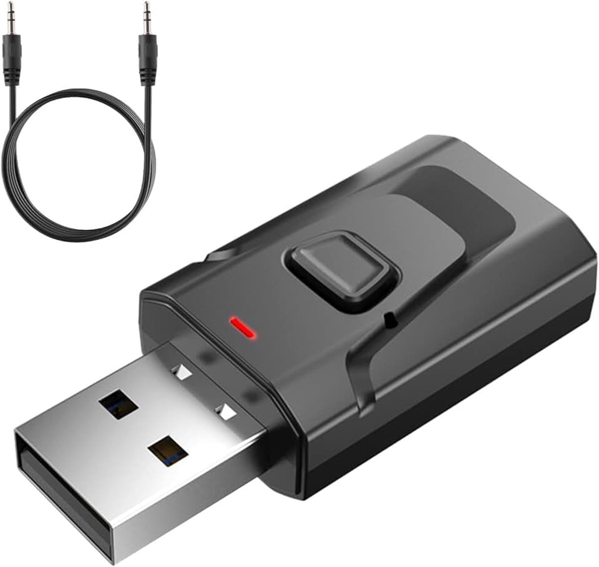Bluetooth adapter USB 5.0 2-in-1 (zender en ontvanger), draadloze stereo-audio met 3,5 mm jack voor tv, pc, auto, luidspreker, hoofdtelefoon, handsfree, zonder latentie