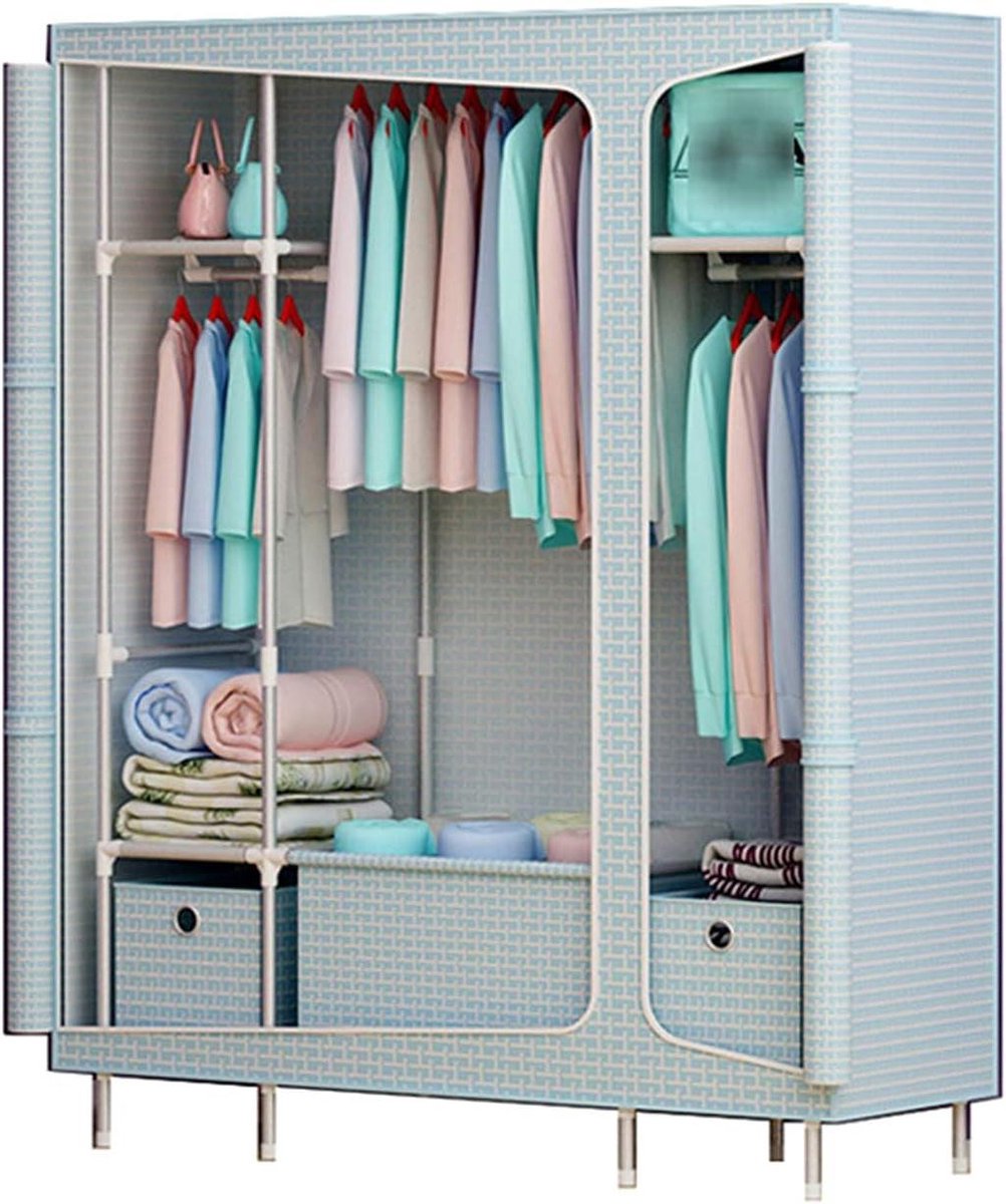Kledingkast - Opbergkast - Kleding Opbergen - Stabiele Constructie - 168cm Hoog - Blauw