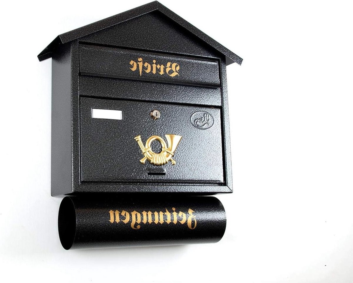 XXL brievenbus - Brievenbak krant - Post ontvangen - Groot formaat - 49x35x12 cm - Antracietgrijs