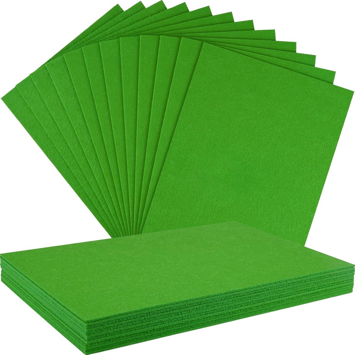 2 mm dikke vilten vellen om te knutselen, 12 stuks stijf vilt voor knutselen, grasgroene vilten stoffen, patchwork, naai-knutselbenodigdheden (grasgroen)