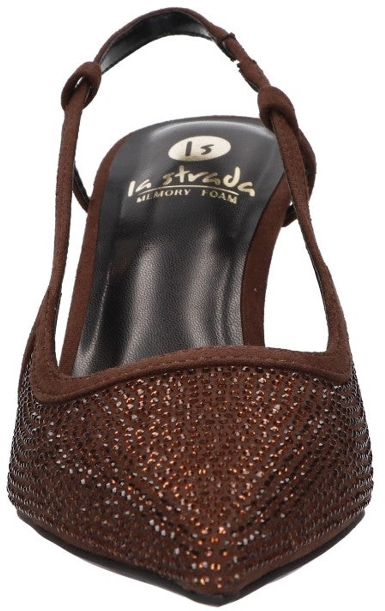 La Strada Slingback Pump Bruin Met Steentjes - Damesschoenen - Maat - 41
