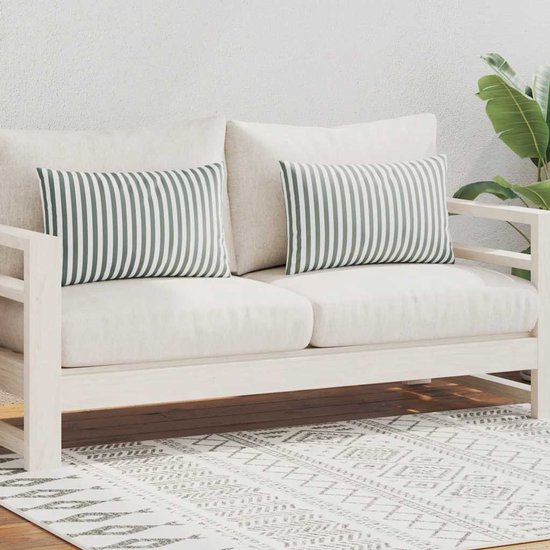 vidaXL - Buitenkussens - 60x40 - cm - gestreept - grijs - 2 - st van vidaXL — afbeelding 2
