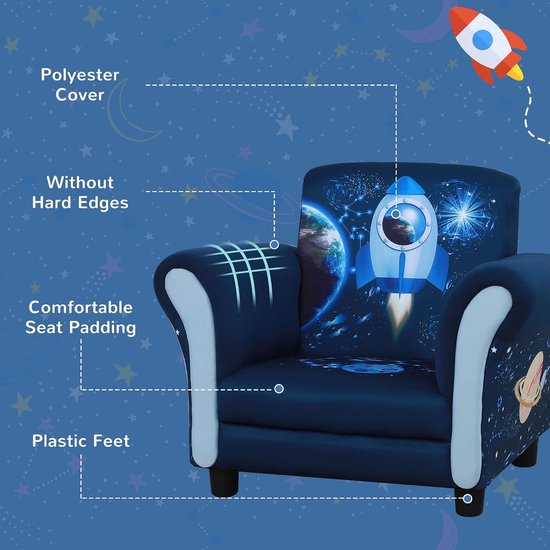 Kinderfauteuil Sofa Stoel Blauw voor Peuters 3-6 Jaar van Montefiore — afbeelding 4
