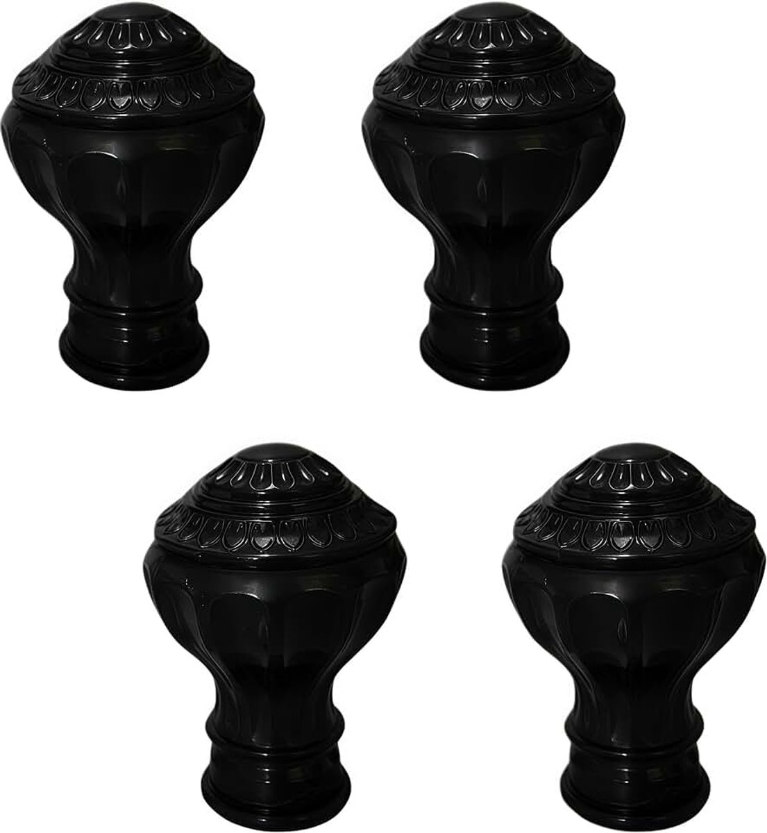 Eindknop Voor Gordijnroede 4 Delige set Van 28mm Cilindrische Halfronde Kunststof Gordijnroedekoppen Voor de Woonkamer En Slaapkamer Smal Model Zwart