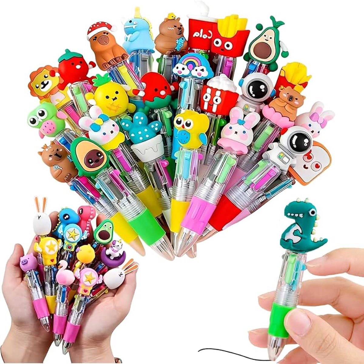 10 pennen, meerkleurig, 4 kleuren met Adorabili Animali, ideaal voor Regalini Fine Festa, 0,5 mm, voor Ragazzi Che Per Ragazze