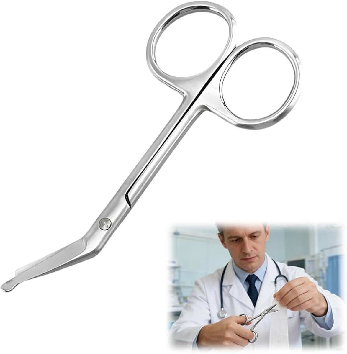 Accessoires zakschaar 1 stuk met stomp ronde punt, roestvrij staal 110 mm zilver voor colostomie verzorging