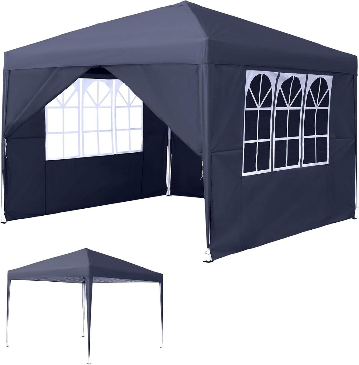 Vouwpaviljoen - Partytent - Buitenfeest - In hoogte verstelbaar - 3x3 meter - Antraciet