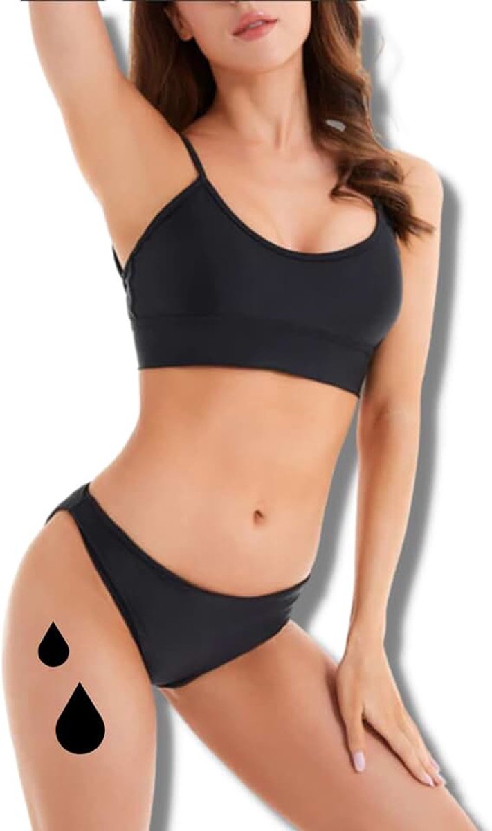 - Menstruatie Bikini 2 Stuks XXS-XXL | Zee Zwembad | Wasbaar | Zwempak Menstruatie met Verstelbare Schouderbandjes Lichte tot Zware Flow