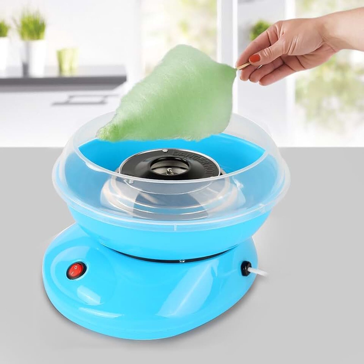 Suikerspinmachine, 220 V, voor thuis, thuis, suikerspinmachine, nieuw 1808, snoepmachine, suikerspin (blauw)